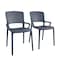 Cosco Outdoor/Indoor Stacking Resin Chair with Square Back and Arms, Navy, 2PK 87532DBL2E - alternate 3